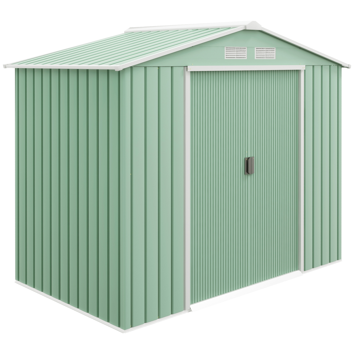Garden Shed Storage Unit w/ Locking Door Floor Foundation Air Vent Light Green