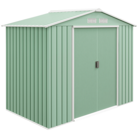 Garden Shed Storage Unit w/ Locking Door Floor Foundation Air Vent Light Green