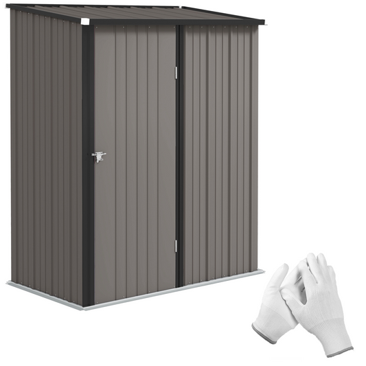 Outsunny Outdoor Storage Shed w/ Lockable Door for Garden, Light Grey