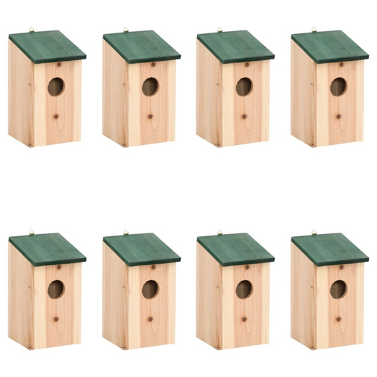 Bird Houses 8 pcs Wood 12x12x22 cm