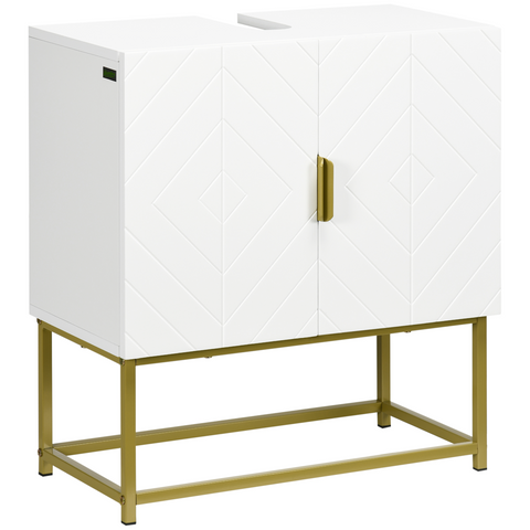 Kleankin Bathroom Sink Cabinet Under Sink Cabinet Wooden Basin Cupboard White