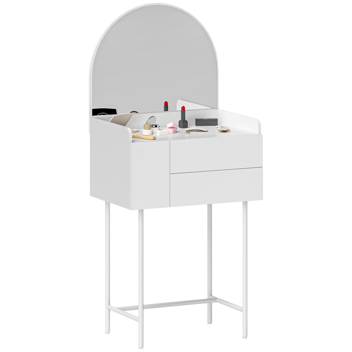 Makeup Vanity Table with Mirror Drawers Modern Dressing Table White