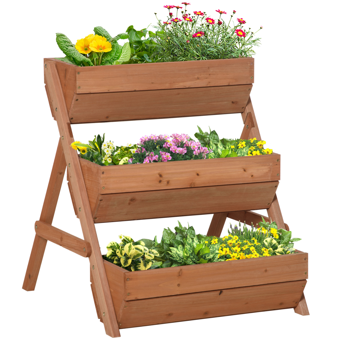 Outsunny - Garden Bed Wooden Elevated Planter Box Kit, Brown