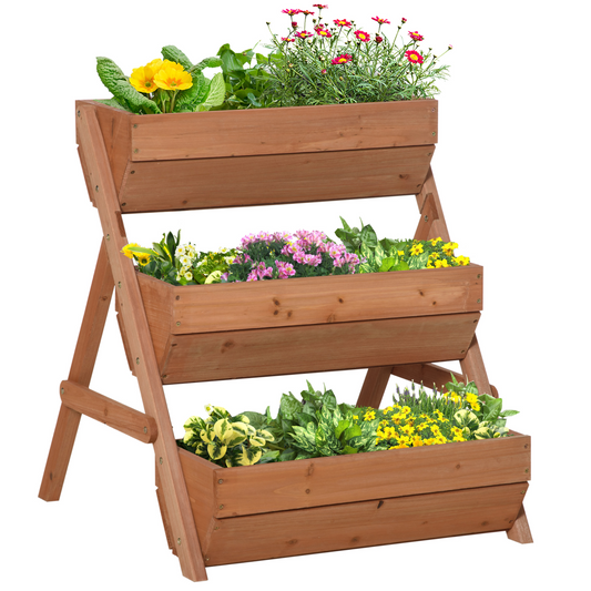 Outsunny - Garden Bed Wooden Elevated Planter Box Kit, Brown