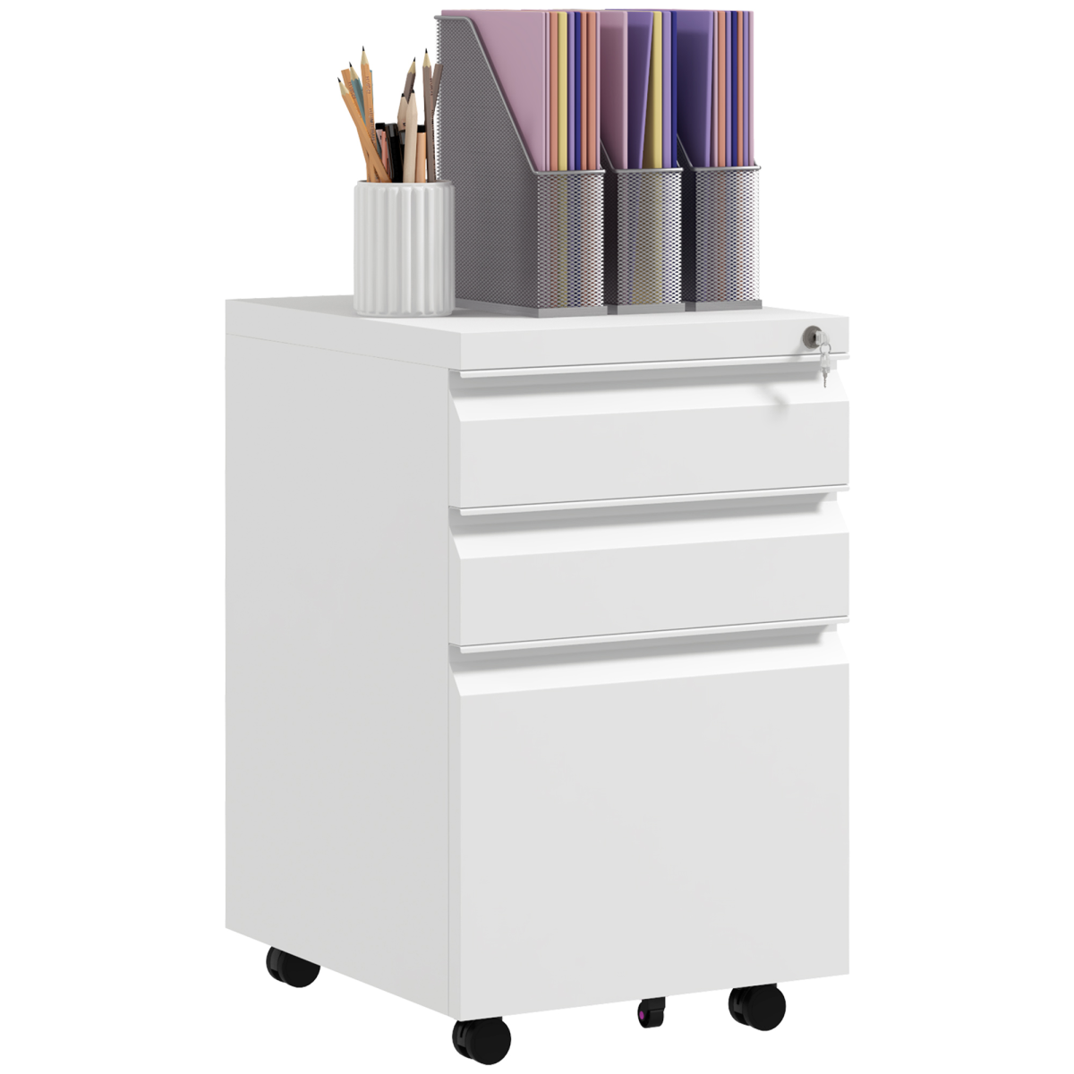 Efficient File Storage Cabinet with Lock & Wheels - Compact Steel Design