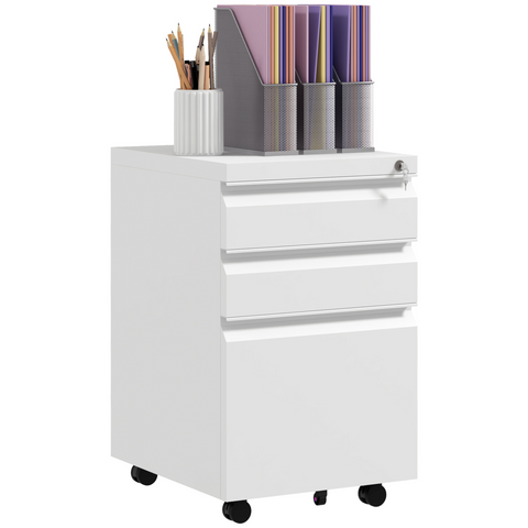 Efficient File Storage Cabinet with Lock & Wheels - Compact Steel Design