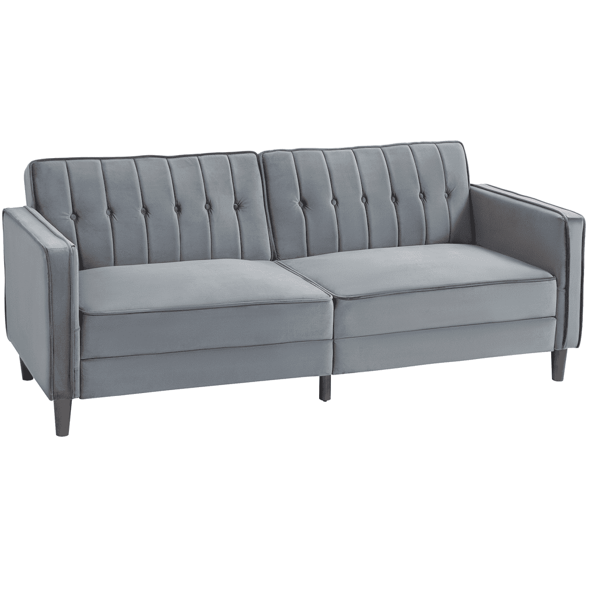 Convertible Sofa Futon Velvet-Touch Tufted Couch Sofa Bed Dark Grey