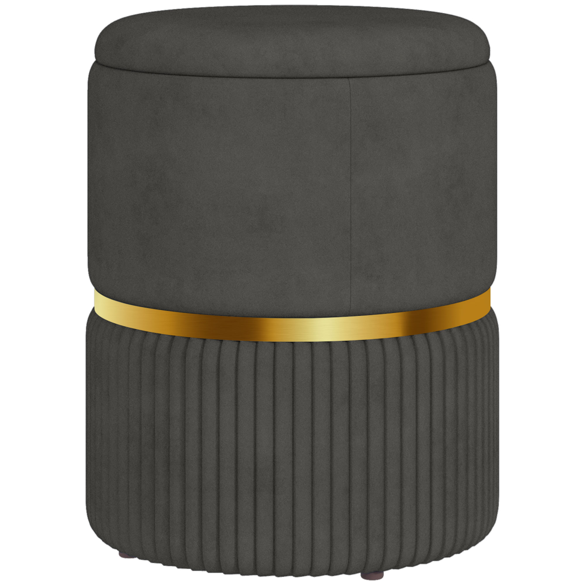 Round Pouffe, Storage Footstool with Cushioned Top, Hidden Space