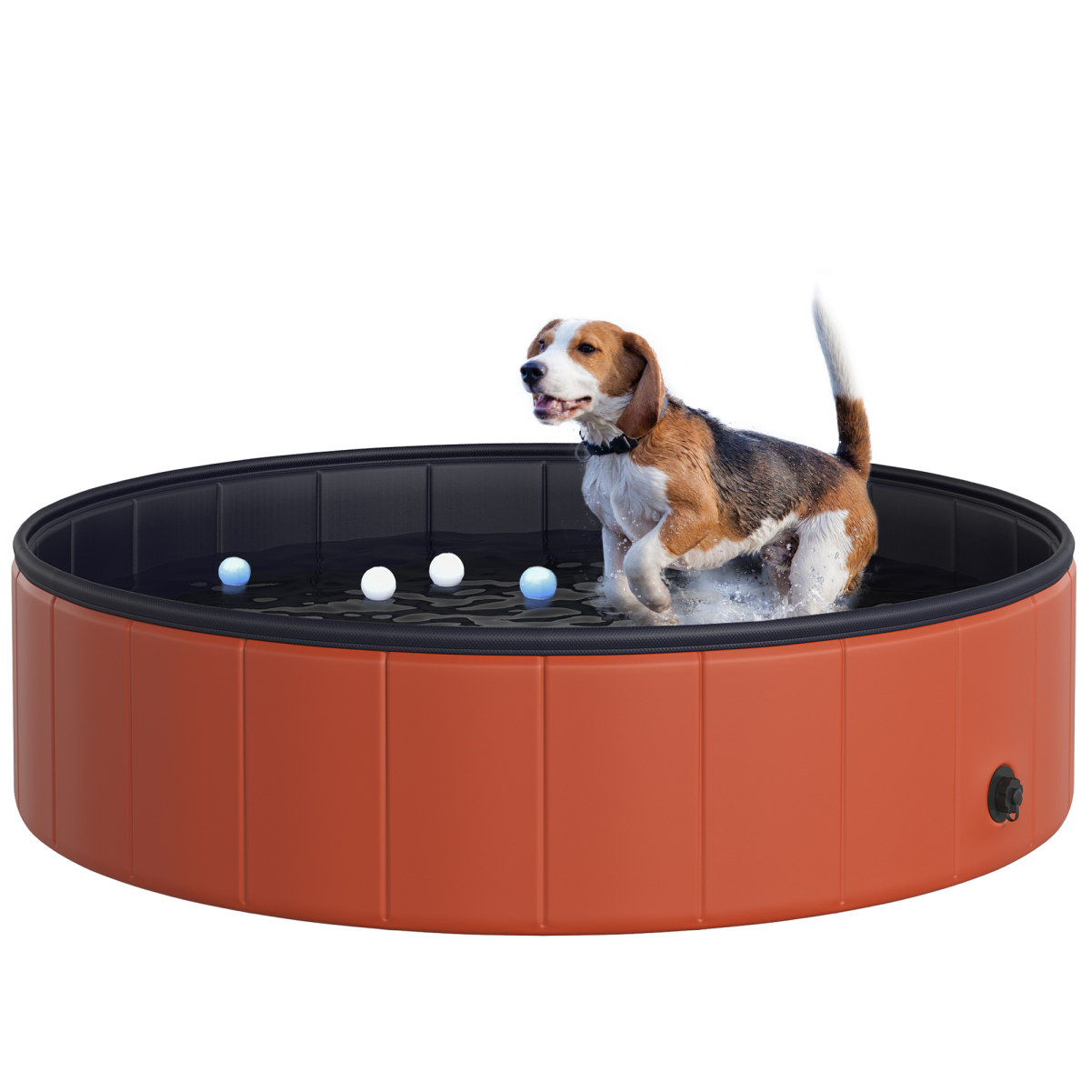 Pet Paddling Pool Cat Dog Indoor/ Outdoor Foldable 120cm Diameter Red Pawhut