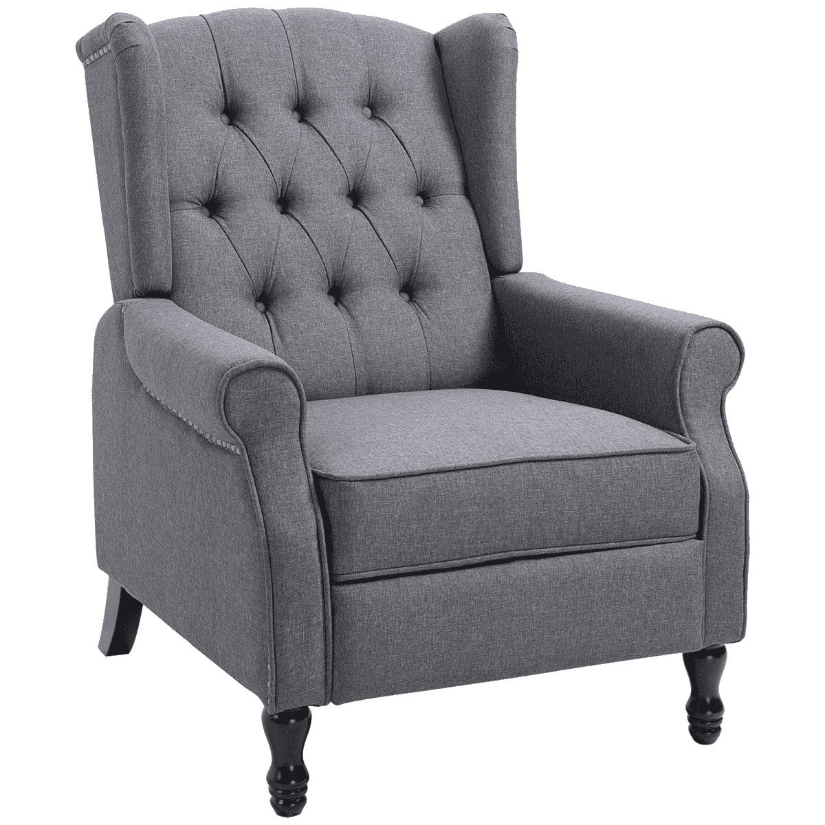 Recliner Armchair for Living Room Fabric Reclining Chair w/ Footrest Light Grey