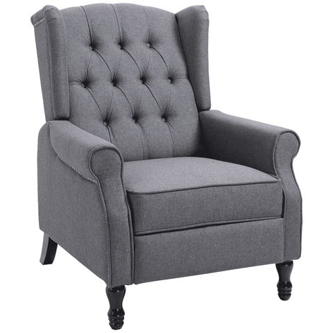 Recliner Armchair for Living Room Fabric Reclining Chair w/ Footrest Light Grey