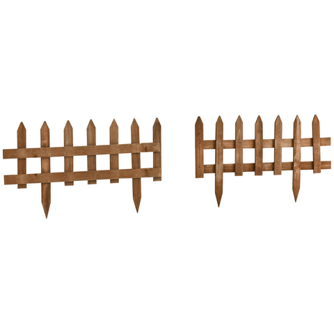 12-Pack Wooden Border Fences - Garden Fixed Picket Fence Set