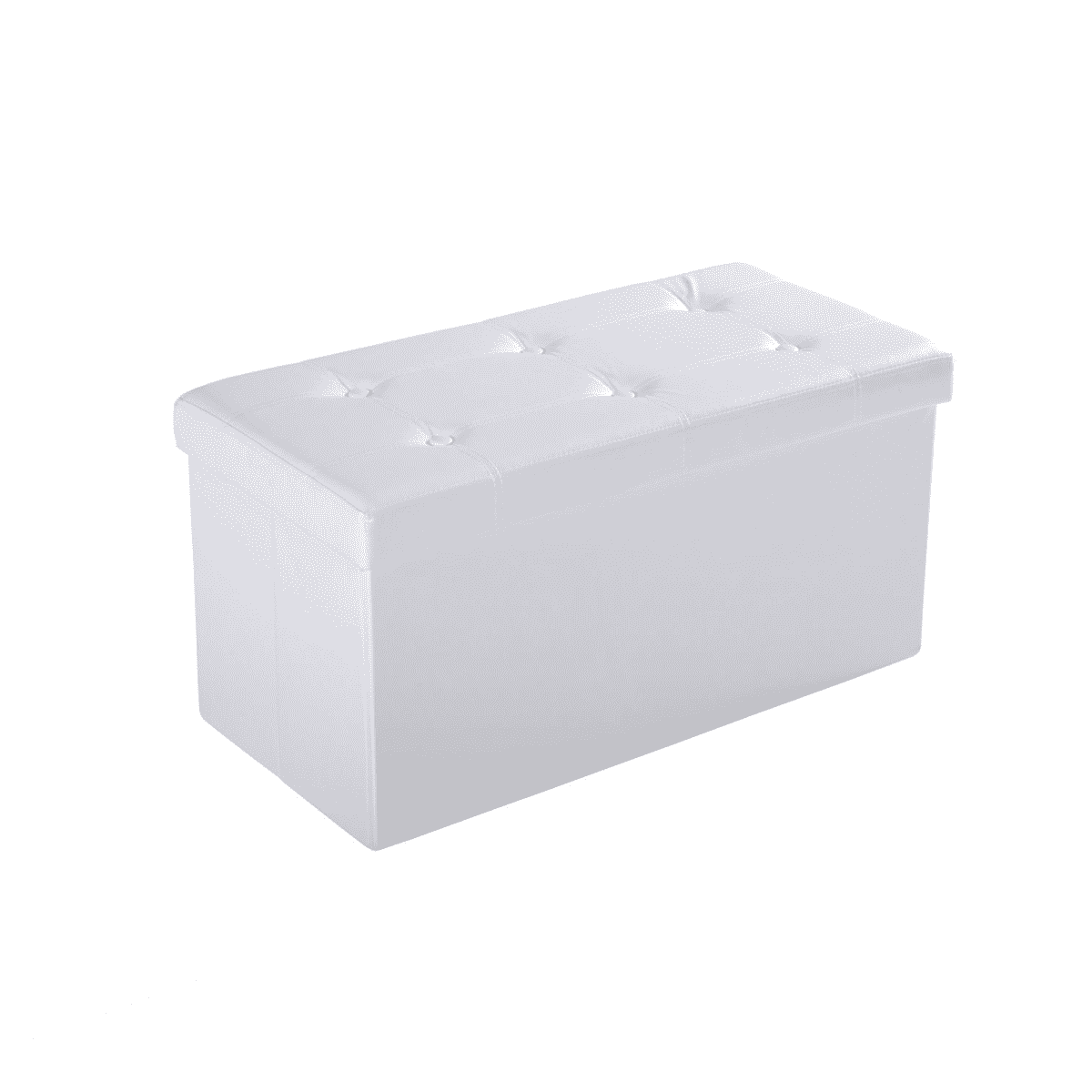 Folding Faux Leather Storage Cube Ottoman Bench Seat PU Cream White