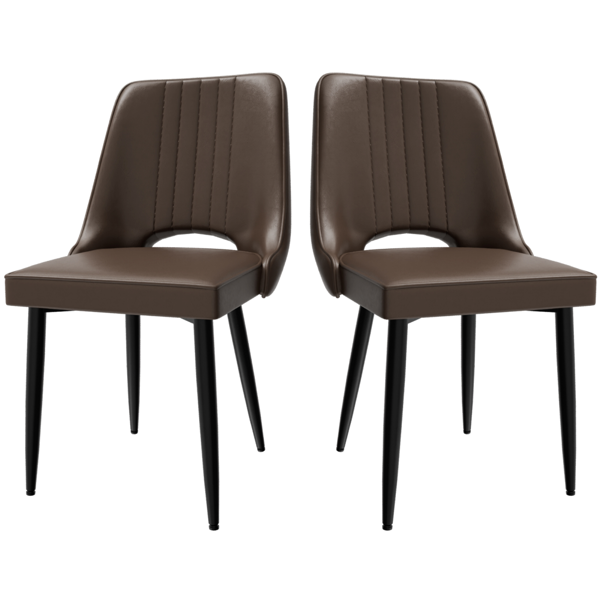 Dining Chairs with Cut-Out Backrest, Modern Kitchen Chair, Scandinavian Faux Leather Chair with High Back for Living Room Kitchen