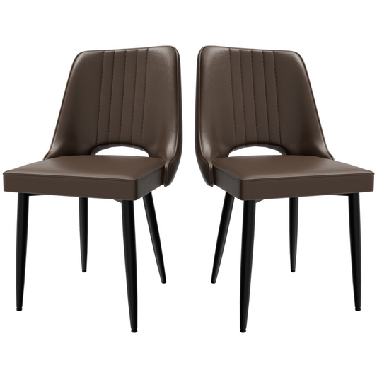 Dining Chairs with Cut-Out Backrest, Modern Kitchen Chair, Scandinavian Faux Leather Chair with High Back for Living Room Kitchen