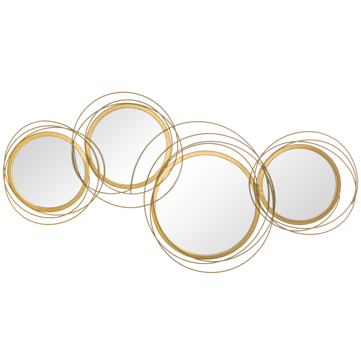 Metal Wall Art Decorative Mirror Decor Modern Wall Sculpture, Gold