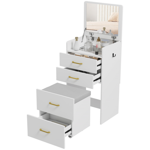 3 in 1 Dressing Table Vanity Desk with Mirror and Cushioned Stool