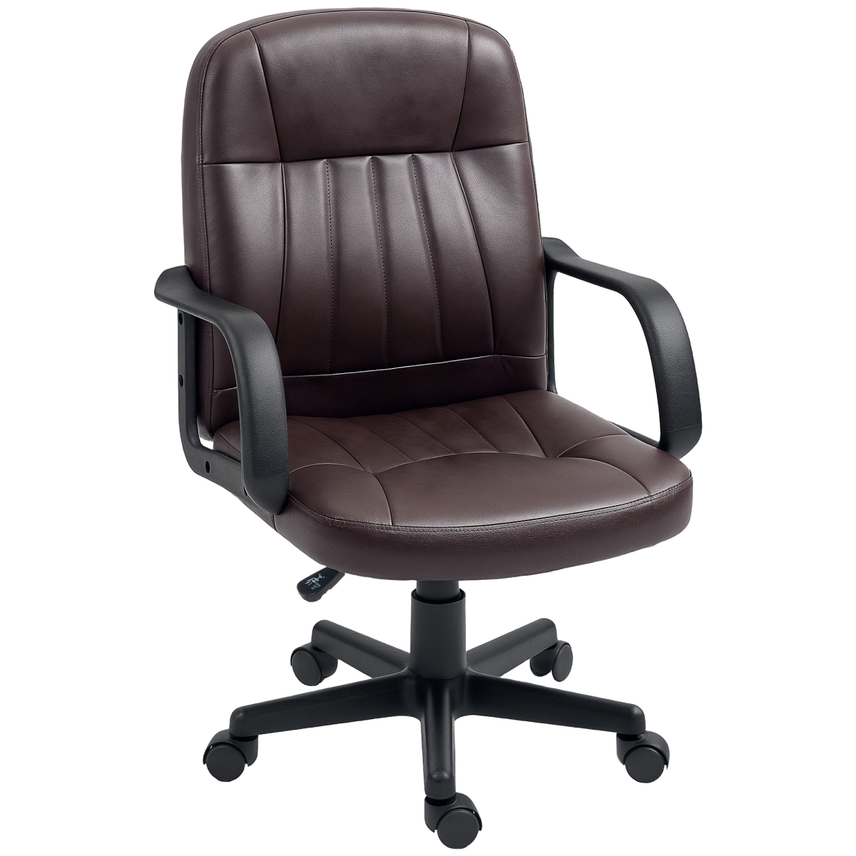 PU Leather Office Chair Swivel Home Computer Desk Chair, Dark Brown