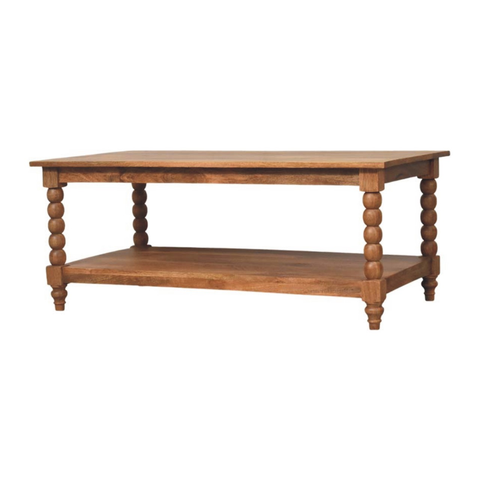 Artisan Furniture Solid Wood Spindle Coffee Table, 1 Open Slot, Brown
