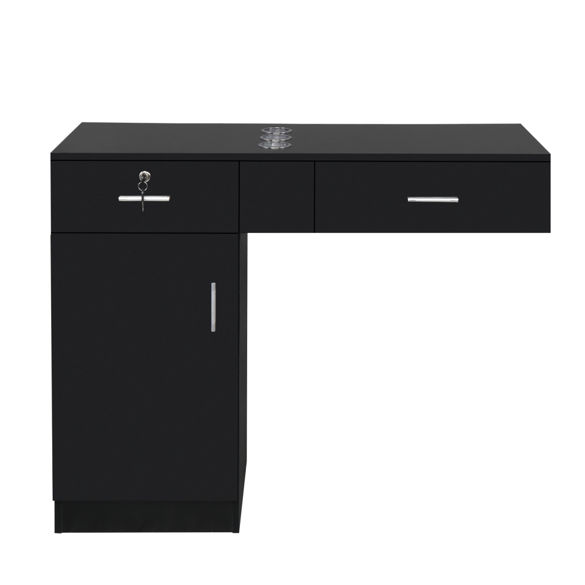 15 PCT E0 Particleboard Pitted Surface 2 Drawers 1 Lock 1 Door 3 Hair Dryer Salon Cabinet Black【Same code 63082170】