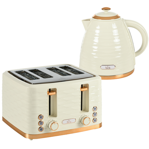 Kettle and Toaster Set 1.7L Rapid Boil Kettle & 4 Slice Toaster Beige