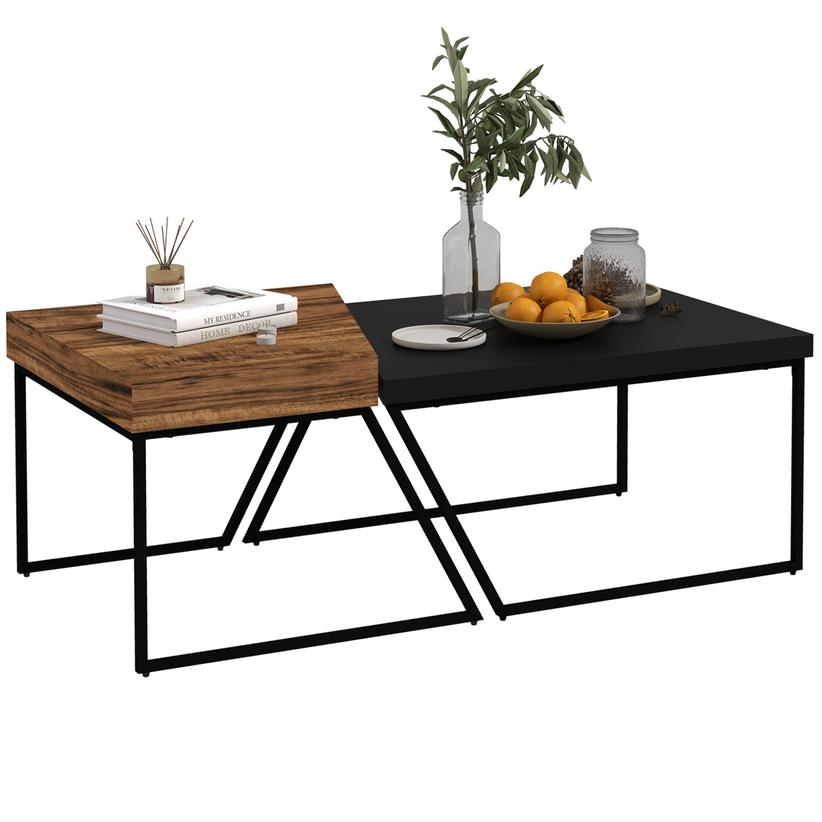 Coffee Table Set of 2, Coffee Tables with Steel Frame for Living Room