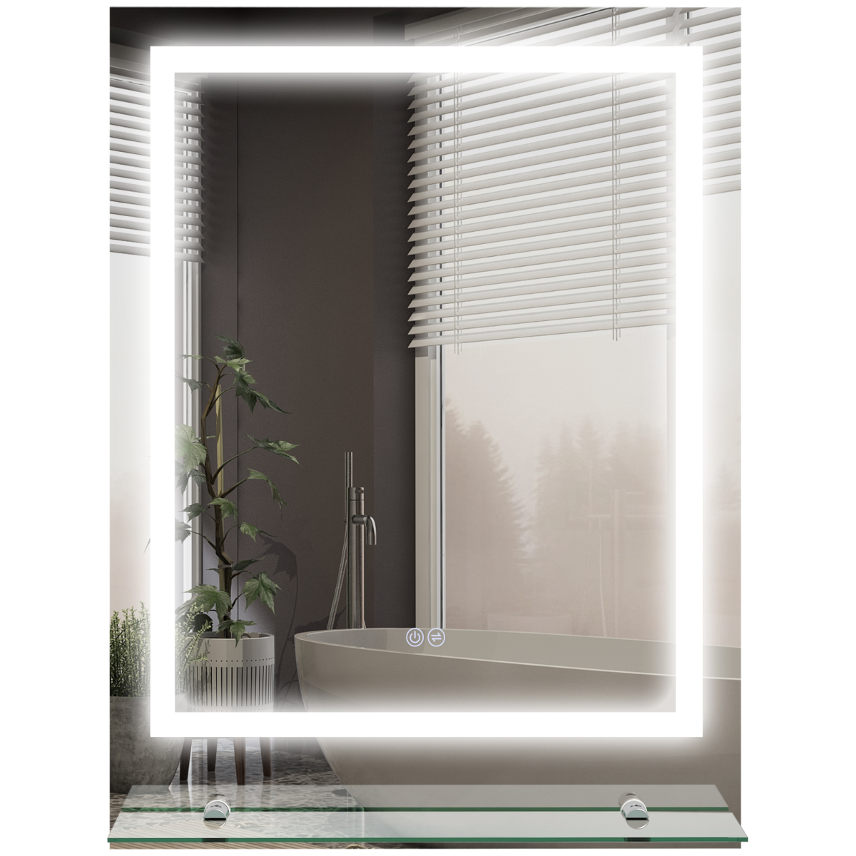 Dimmable Bathroom Mirror with LED Lights, 3 Colours, Defogging Film
