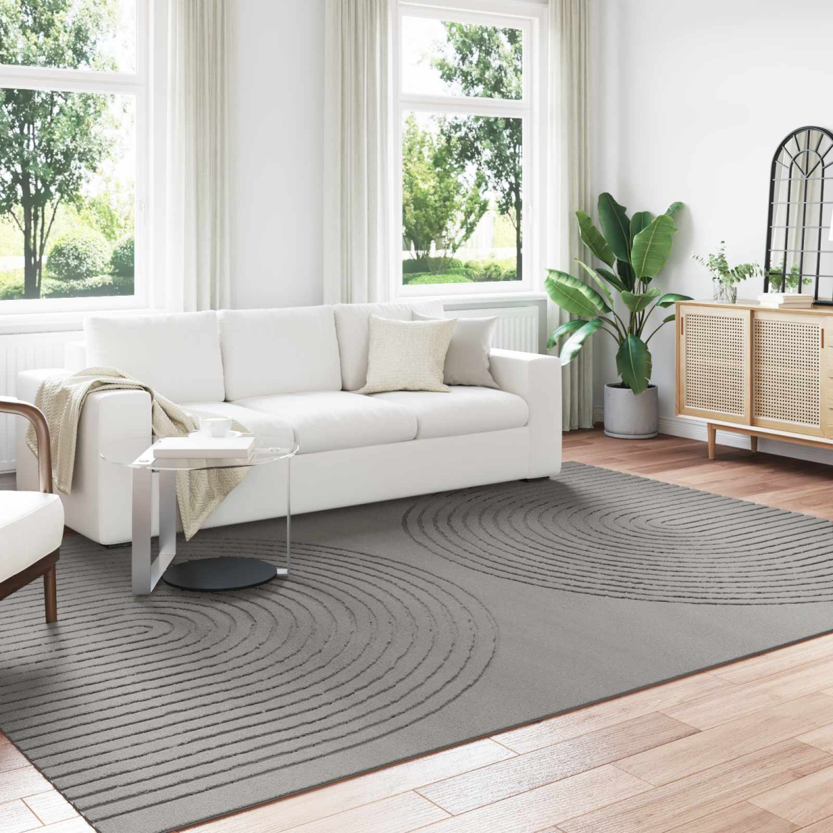 Area Rugs Rectangular Grey 340 x 240 cm