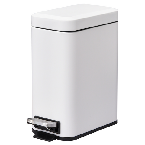 5L Rectangular Steel Pedal Bin White