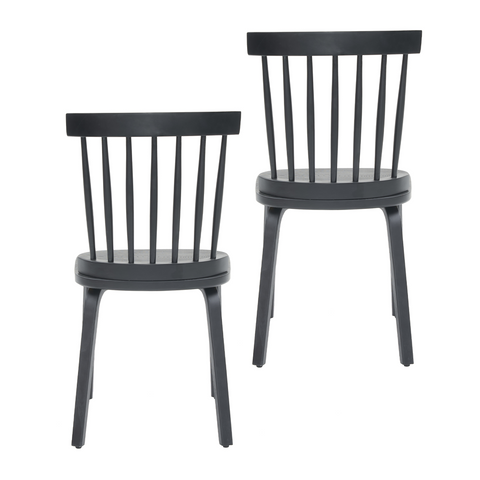 Windsor Dining Chairs Set of 2,Wood Farmhouse Spindle Back, Widen Seat, Mid-Century Modern French Country Style, for Living Room Restaurant, Black