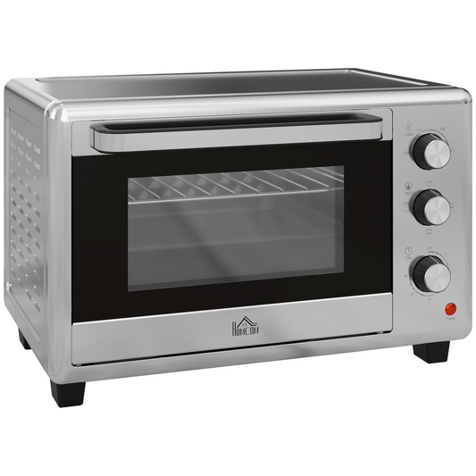 30L Mini Oven with Adjustable Temperature, 60 Min Time 1600W, Silver