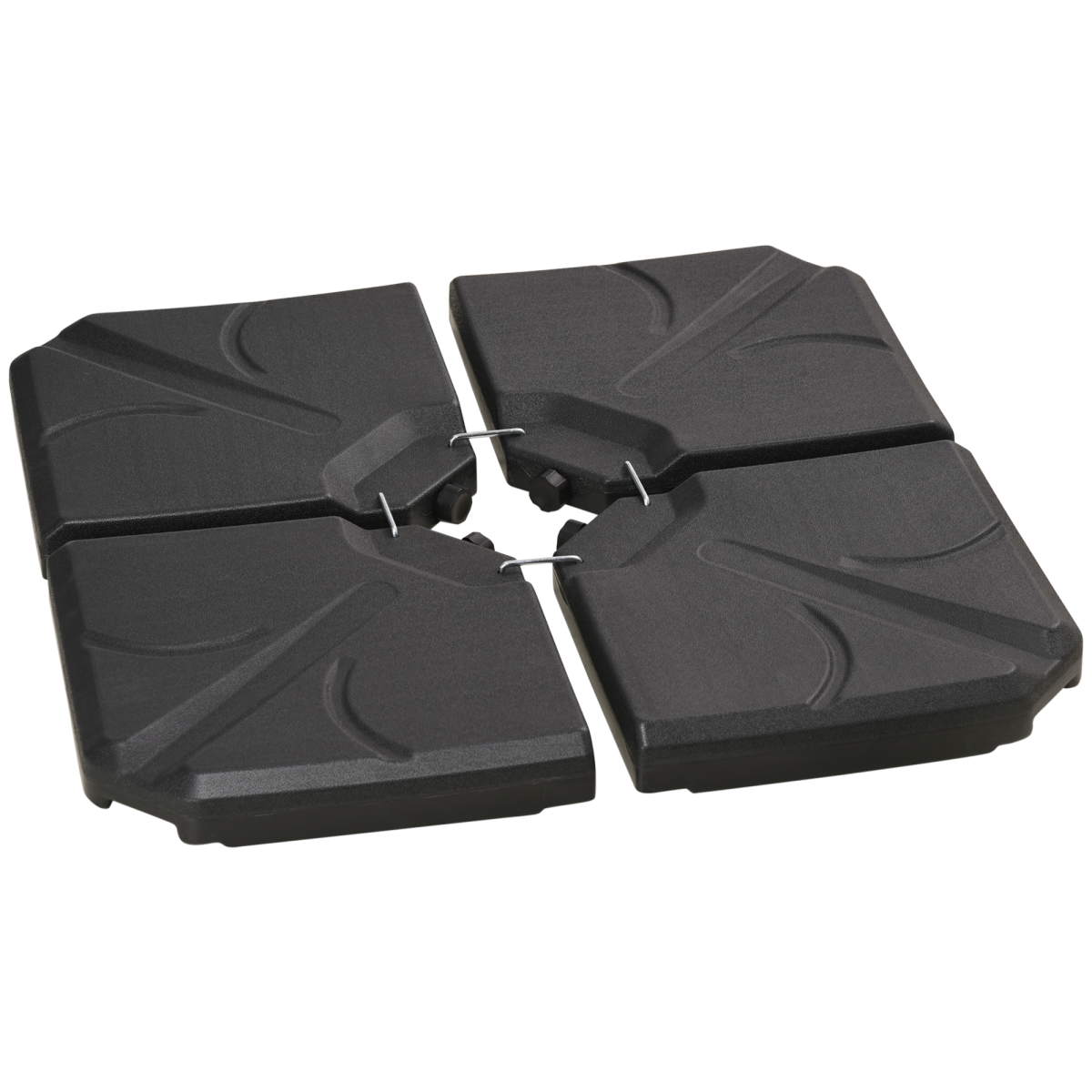 Outsunny Set of 4 Banana Parasol Base Stand Water or Sand Filled Weights, Black