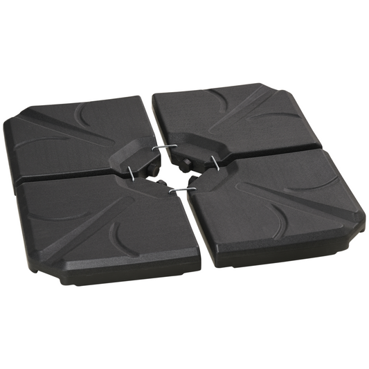 Outsunny Set of 4 Banana Parasol Base Stand Water or Sand Filled Weights, Black
