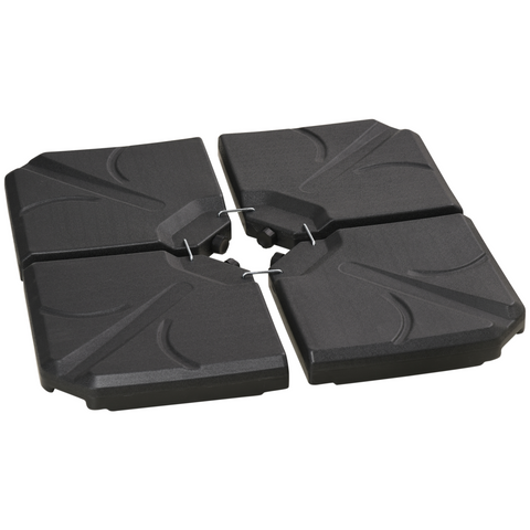Outsunny Set of 4 Banana Parasol Base Stand Water or Sand Filled Weights, Black