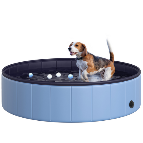 Portable Pet Paddling Pool Swimming Bath Cat Dog Puppy Foldable Blue 120cm