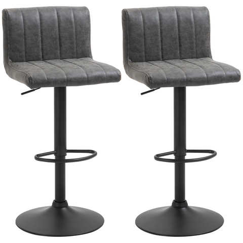 Barstools Set of 2 Adjustable Height Bar Chairs with Footrest, Grey