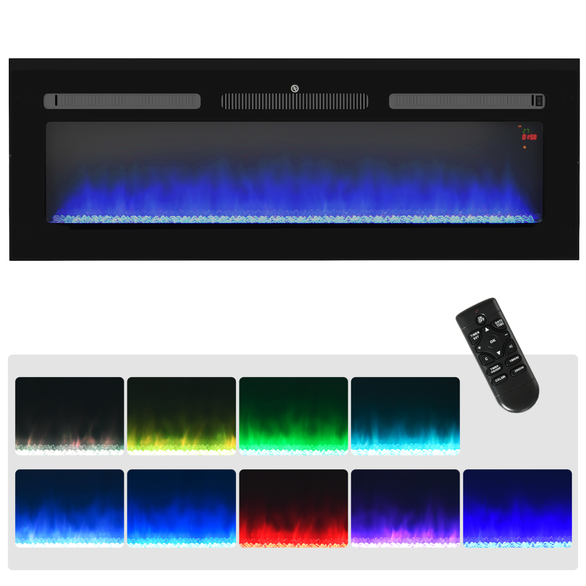 Wall Mounted Electric Fire Black