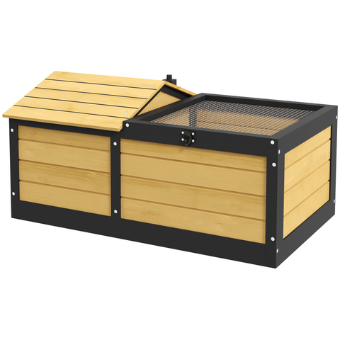Wooden Tortoise House, Small Pet Reptile with Hide Shelter Den and Run