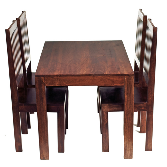 Toko Dark Mango 4Ft Dining Set With Wooden Chairs