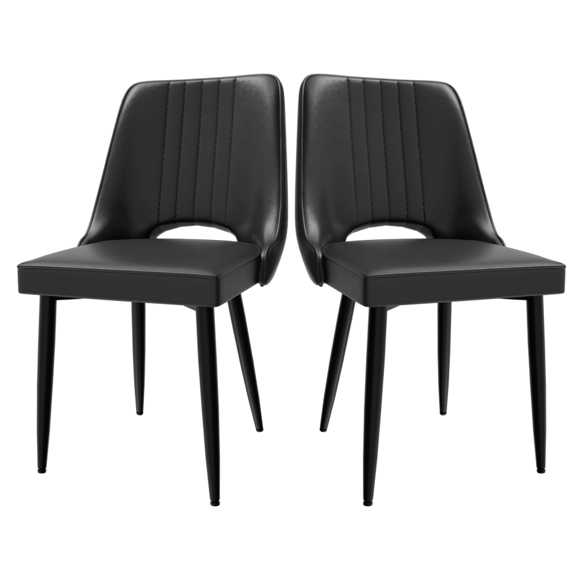 Dining Chairs with Cut-Out Backrest, Modern Kitchen Chair, Scandinavian Faux Leather Chair with High Back for Living Room Kitchen