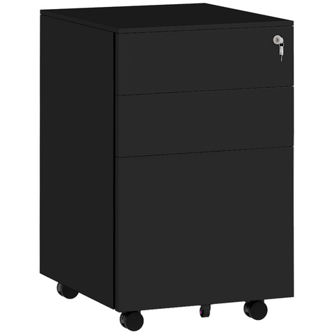 Vinsetto Steel File Cabinet with Lock Hanging Bar for Letter A4 Legal Size Black