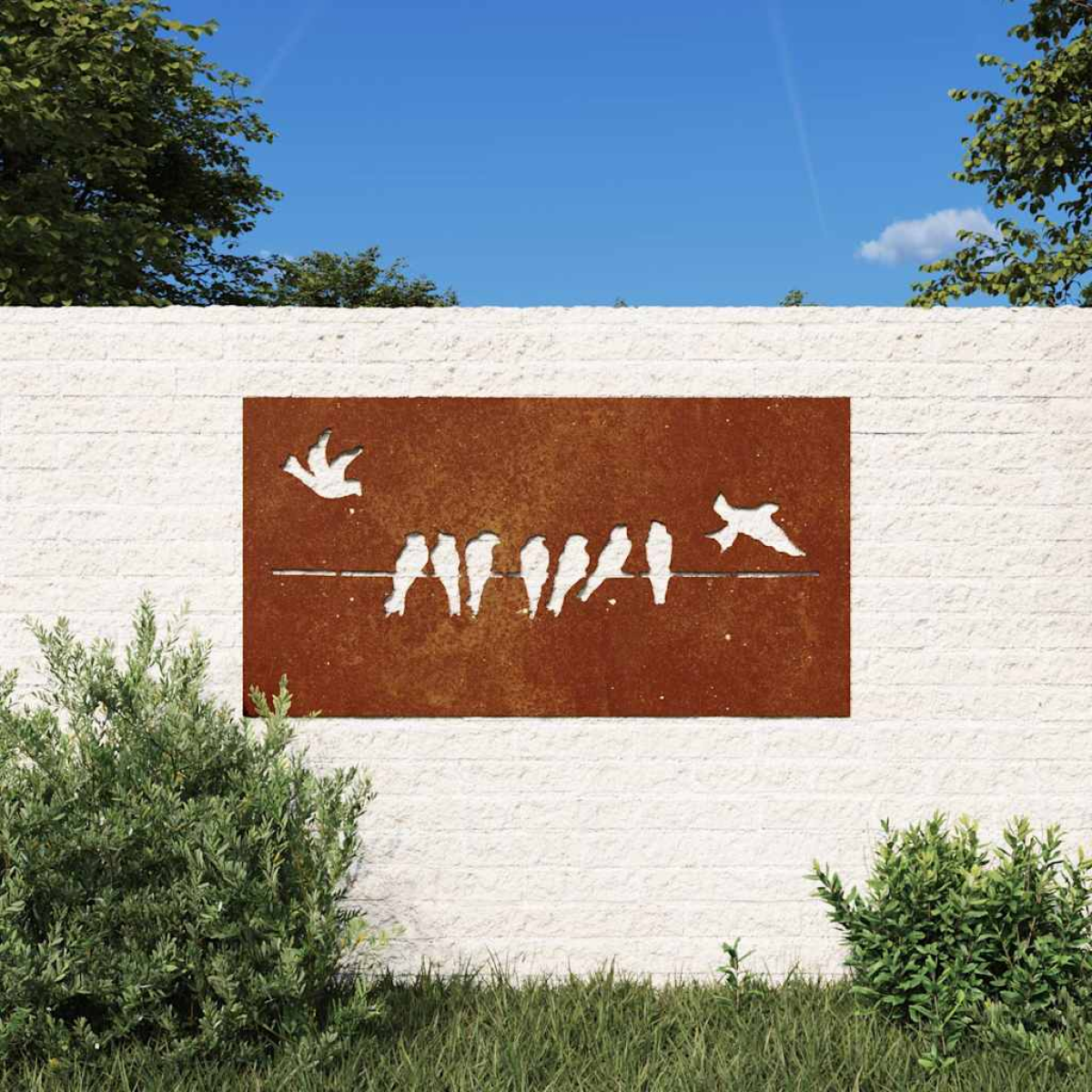 Garden Wall Decoration 105x55 cm Corten Steel Bird Design