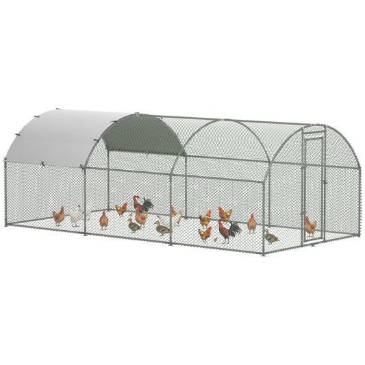 Walk-In Chicken Run Galvanised Chicken Coop with Cover 2.8 x 1.9 x 2m