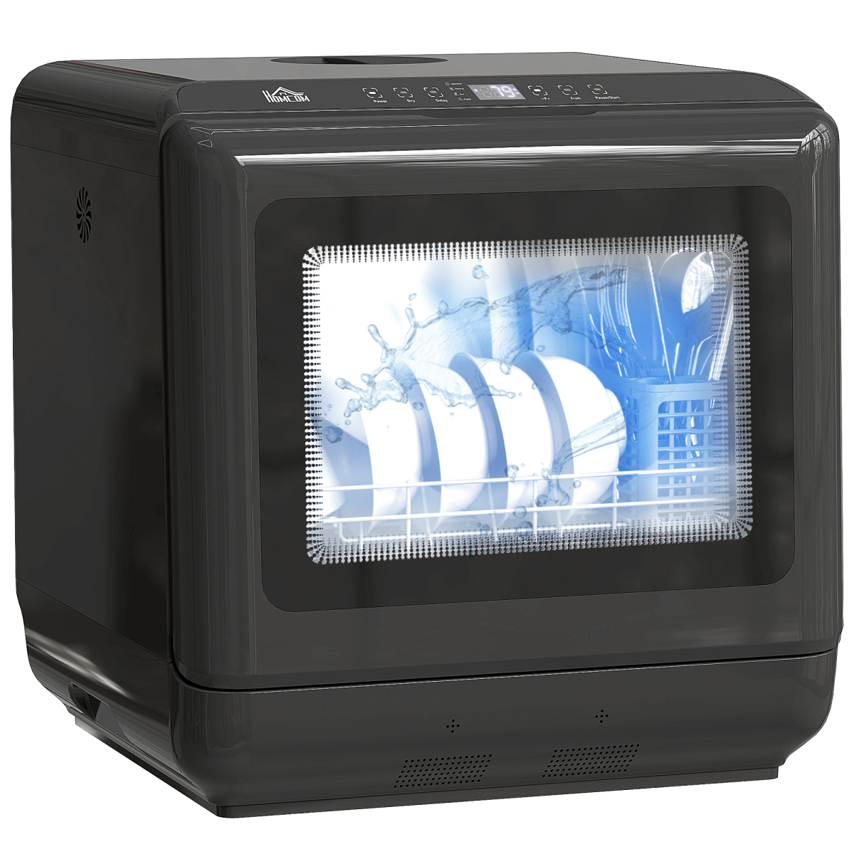 Countertop Dishwasher with Dual Water Supply and 6 Programs, Black