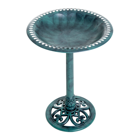 Outsunny 50cm Outdoor Bird Bath Fountain, Decrative Garden Feeder Stand Green