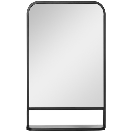 Square Wall Mirror with Shelf, 86x53 cm Modern Mirrors for Living Room, Bedroom