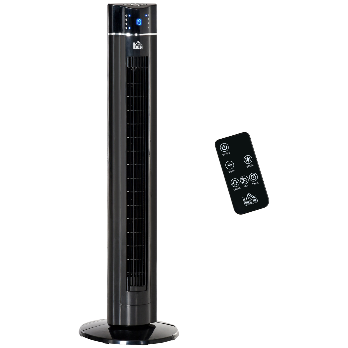 Tower Fan Cooling 3 Speed, 8h Timer, Oscillating, LED Panel, Black w/ RC
