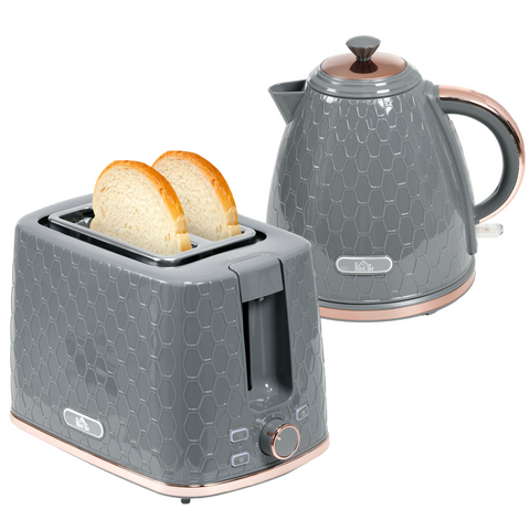 Kettle and Toaster Set 1.7L Fast Boil Kettle & 2 Slice Toaster Set Grey