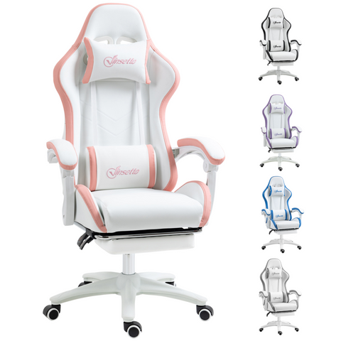 Racing Style Gaming Chair with Reclining Function Footrest, Pink