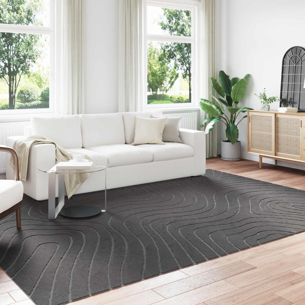 Area Rugs Rectangular Anthracite 340 x 240 cm